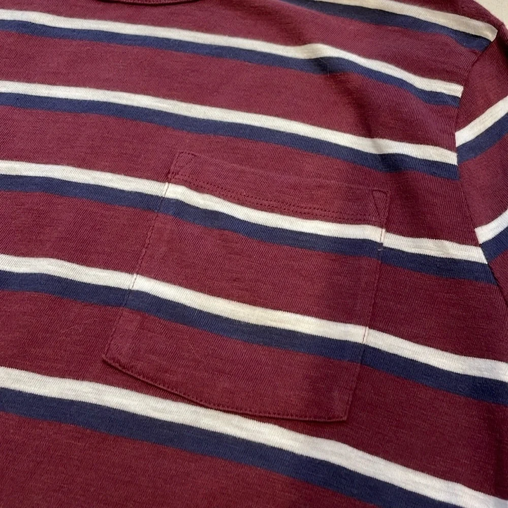 JCrew Knit Goods Slub Cotton Striped Maroon Long Sleeve Shirt, Size L